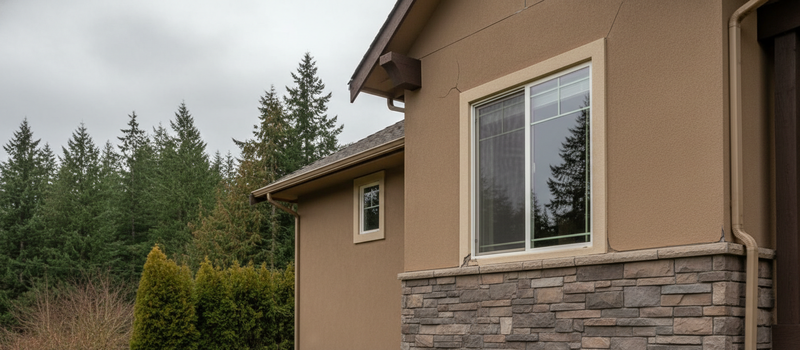Pacific Northwest home showing stucco exterior issues